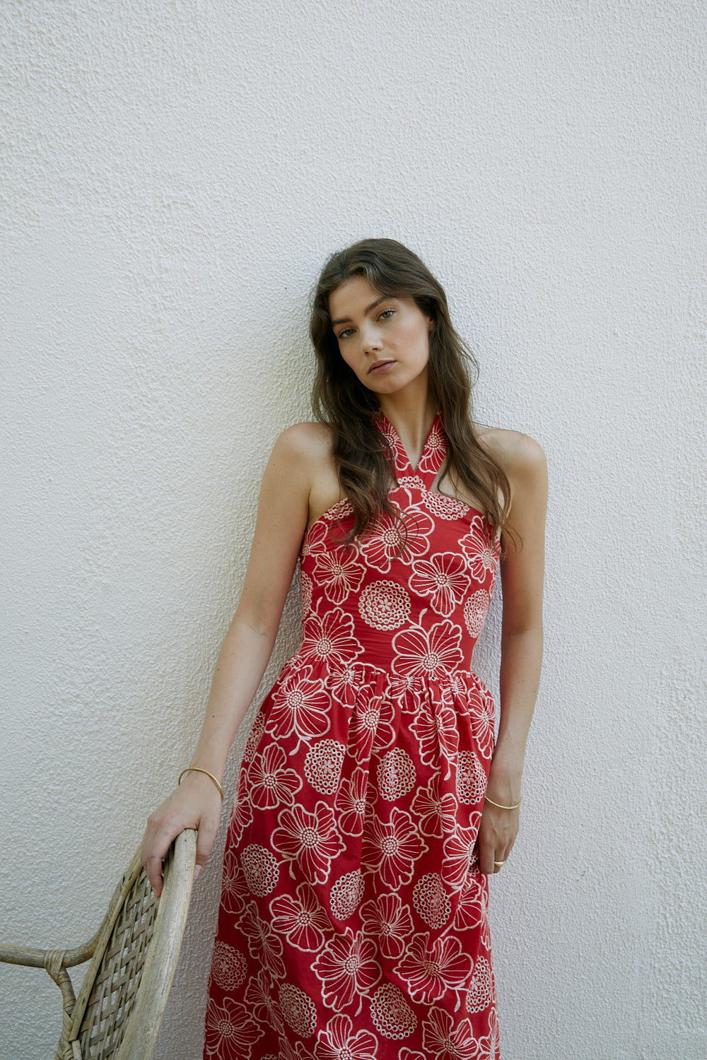 MARTINA red embroidered dress