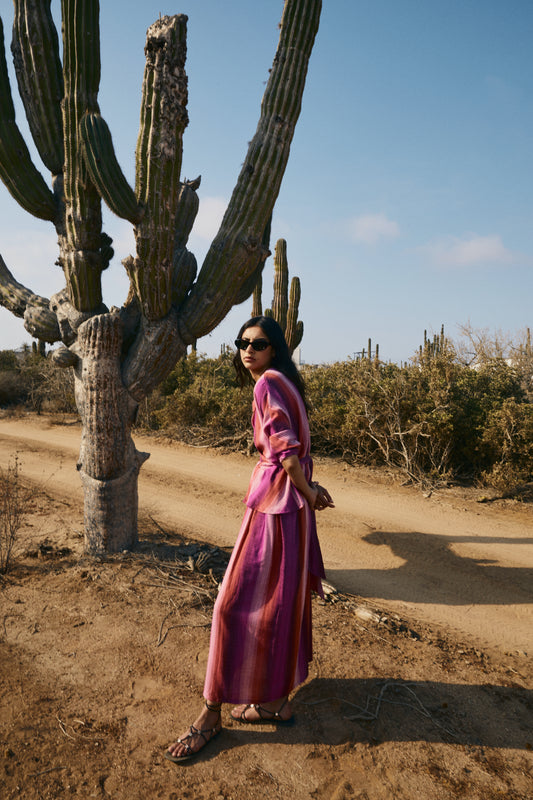 CECILIE fuchsia striped skirt