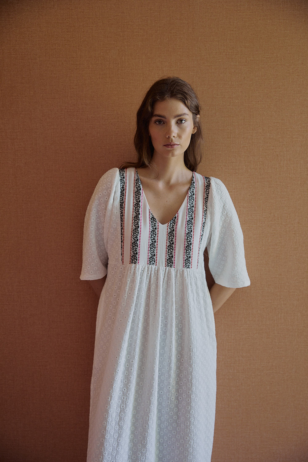 AURORA dress with small embroidered flower