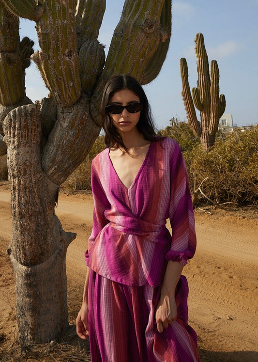 ALBA fuchsia striped blouse