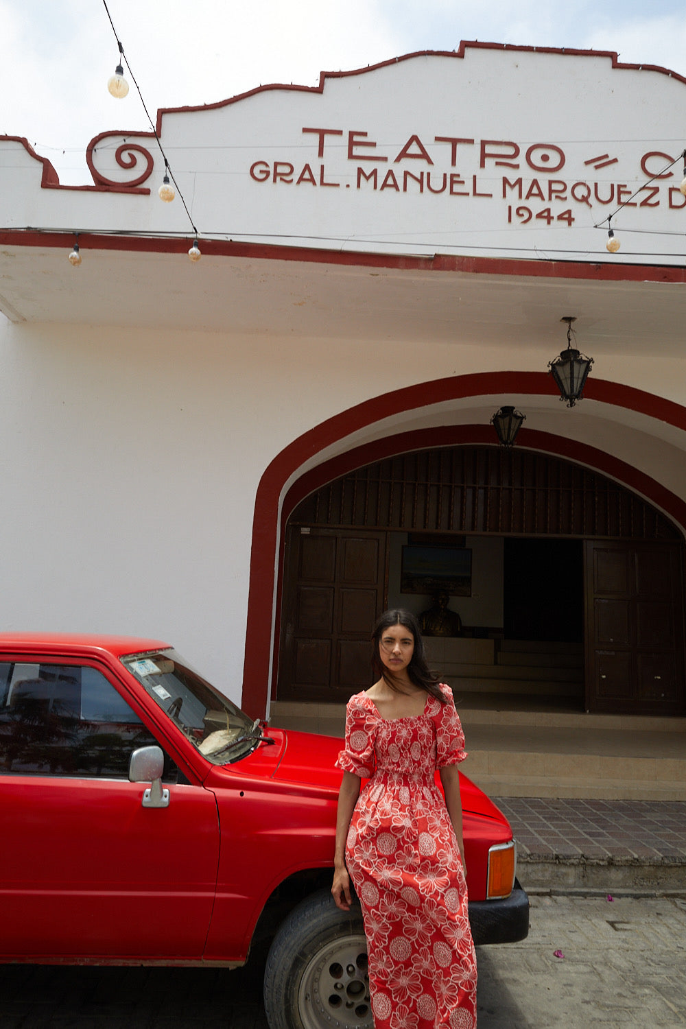 Red embroidered FRIDA dress