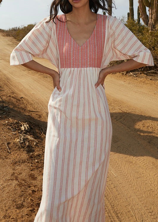 AURORA rustic striped dress